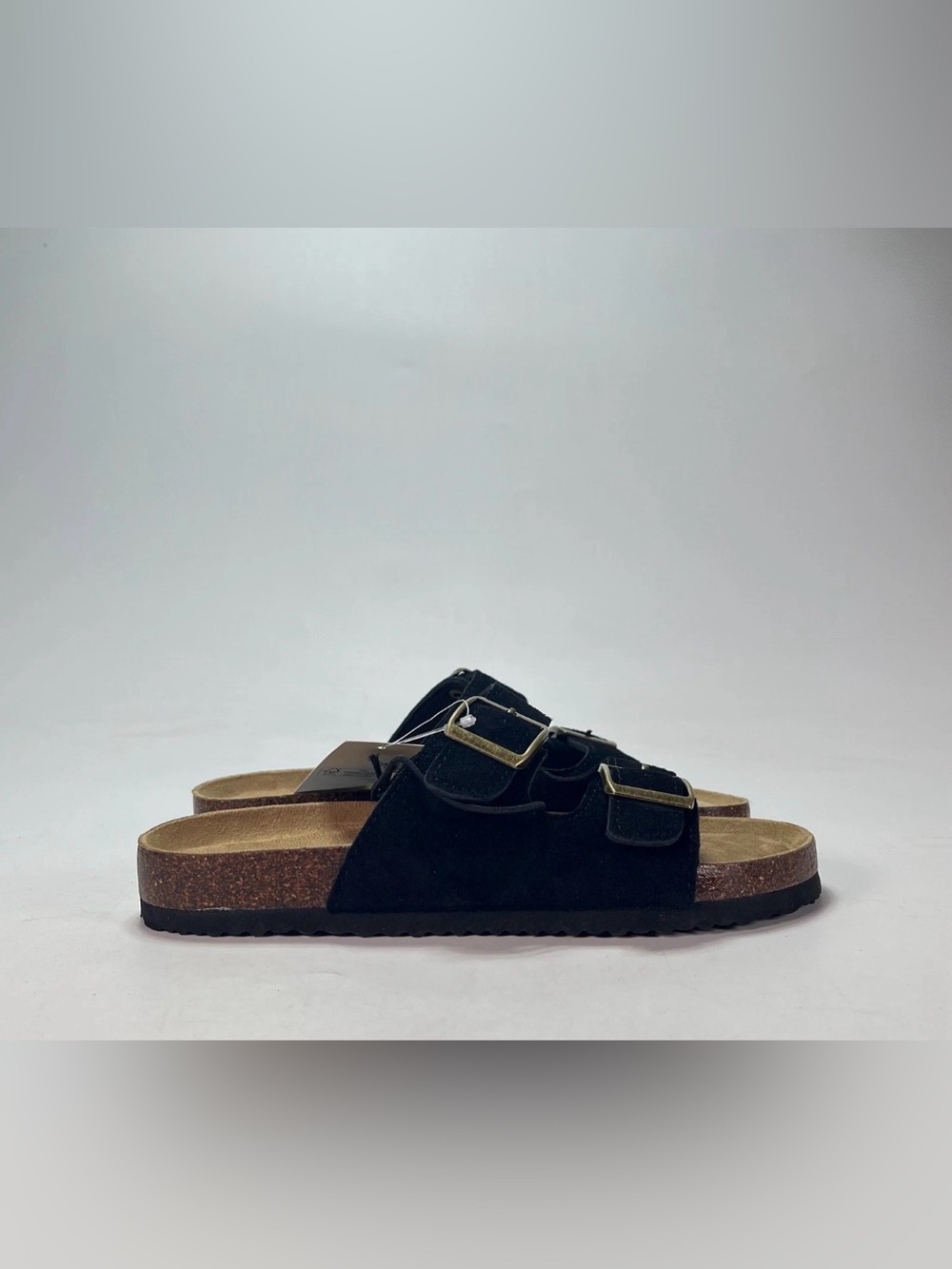 Khombu Ashville Black Double Buckle Adjustable Straps Slide Sandals Women's Sz 6